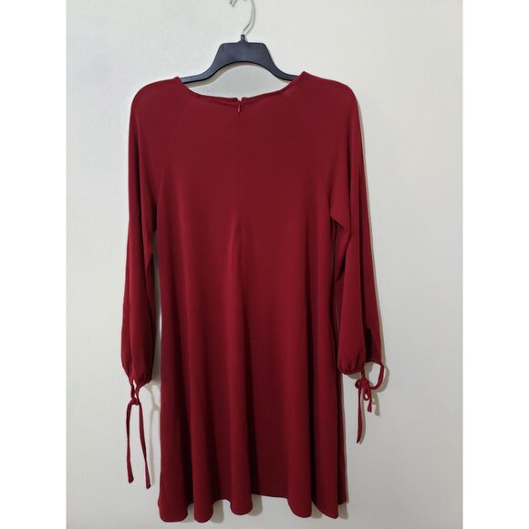 Premise Dresses, cranberry, tie sleeve, boat neck, tunic dress, size L - Picture 6 of 7